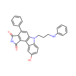 O=C1NC(=O)c2c1c(-c1ccccc1)cc1c2c2cc(O)ccc2n1CCCNc1ccccc1 ZINC000040835385