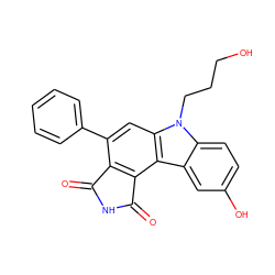 O=C1NC(=O)c2c1c(-c1ccccc1)cc1c2c2cc(O)ccc2n1CCCO ZINC000040394499