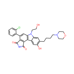 O=C1NC(=O)c2c1c(-c1ccccc1Cl)cc1c2c2cc(O)c(CCCCN3CCOCC3)cc2n1CCO ZINC000029127504