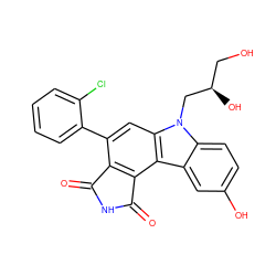 O=C1NC(=O)c2c1c(-c1ccccc1Cl)cc1c2c2cc(O)ccc2n1C[C@H](O)CO ZINC000038800337