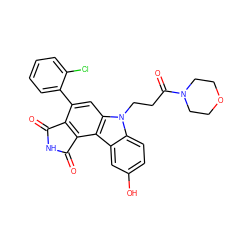 O=C1NC(=O)c2c1c(-c1ccccc1Cl)cc1c2c2cc(O)ccc2n1CCC(=O)N1CCOCC1 ZINC000045484922