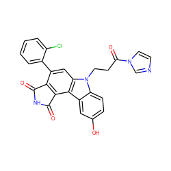 O=C1NC(=O)c2c1c(-c1ccccc1Cl)cc1c2c2cc(O)ccc2n1CCC(=O)n1ccnc1 ZINC000040421816