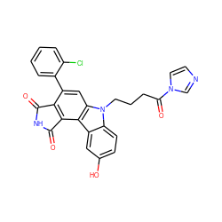 O=C1NC(=O)c2c1c(-c1ccccc1Cl)cc1c2c2cc(O)ccc2n1CCCC(=O)n1ccnc1 ZINC000042922959