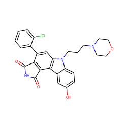 O=C1NC(=O)c2c1c(-c1ccccc1Cl)cc1c2c2cc(O)ccc2n1CCCN1CCOCC1 ZINC000045497289