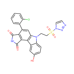 O=C1NC(=O)c2c1c(-c1ccccc1Cl)cc1c2c2cc(O)ccc2n1CCS(=O)(=O)n1ccnn1 ZINC000049872432