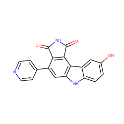 O=C1NC(=O)c2c1c(-c1ccncc1)cc1[nH]c3ccc(O)cc3c21 ZINC000034804015