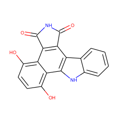 O=C1NC(=O)c2c1c1c(O)ccc(O)c1c1[nH]c3ccccc3c21 ZINC000028710883