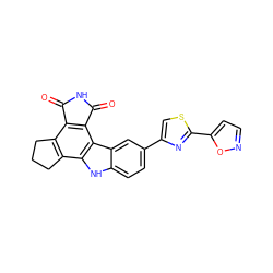 O=C1NC(=O)c2c1c1c(c3[nH]c4ccc(-c5csc(-c6ccno6)n5)cc4c23)CCC1 ZINC000028897363