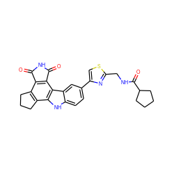 O=C1NC(=O)c2c1c1c(c3[nH]c4ccc(-c5csc(CNC(=O)C6CCCC6)n5)cc4c23)CCC1 ZINC000028897153