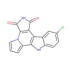 O=C1NC(=O)c2c1c1c3cc(Cl)ccc3[nH]c1c1cccn21 ZINC000028870932