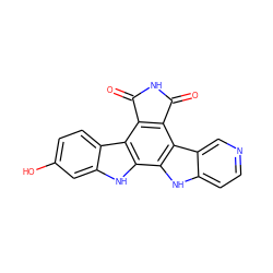 O=C1NC(=O)c2c1c1c3ccc(O)cc3[nH]c1c1[nH]c3ccncc3c21 ZINC000040430621