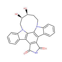 O=C1NC(=O)c2c1c1c3ccccc3n3c1c1c2c2ccccc2n1C[C@@H](O)[C@@H](O)CC3 ZINC000043020857