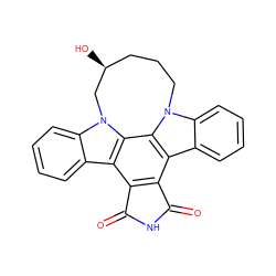 O=C1NC(=O)c2c1c1c3ccccc3n3c1c1c2c2ccccc2n1C[C@@H](O)CCC3 ZINC000043023829