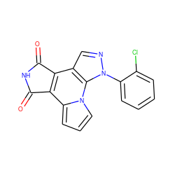 O=C1NC(=O)c2c1c1cnn(-c3ccccc3Cl)c1n1cccc21 ZINC000103254118