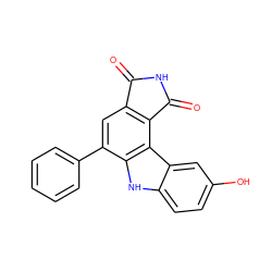 O=C1NC(=O)c2c1cc(-c1ccccc1)c1[nH]c3ccc(O)cc3c21 ZINC000034804031