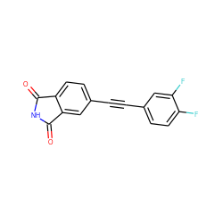 O=C1NC(=O)c2cc(C#Cc3ccc(F)c(F)c3)ccc21 ZINC000066080146