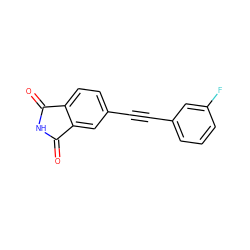 O=C1NC(=O)c2cc(C#Cc3cccc(F)c3)ccc21 ZINC000066080144