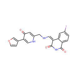 O=C1NC(=O)c2ccc(I)cc2/C1=C/NCc1cc(=O)c(-c2ccoc2)c[nH]1 ZINC000042889430