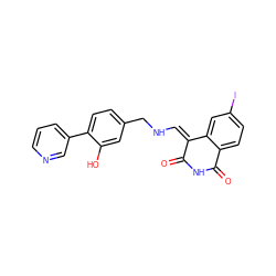 O=C1NC(=O)c2ccc(I)cc2/C1=C/NCc1ccc(-c2cccnc2)c(O)c1 ZINC000040836429