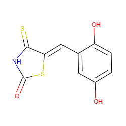 O=C1NC(=S)/C(=C/c2cc(O)ccc2O)S1 ZINC000095553343