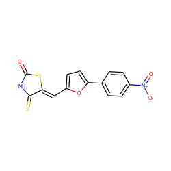 O=C1NC(=S)/C(=C/c2ccc(-c3ccc([N+](=O)[O-])cc3)o2)S1 ZINC000016713007