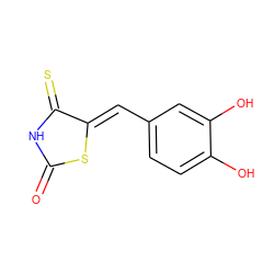 O=C1NC(=S)/C(=C/c2ccc(O)c(O)c2)S1 ZINC000095553349