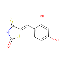 O=C1NC(=S)/C(=C/c2ccc(O)cc2O)S1 ZINC000095552627