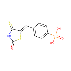 O=C1NC(=S)/C(=C/c2ccc(P(=O)(O)O)cc2)S1 ZINC000095553047