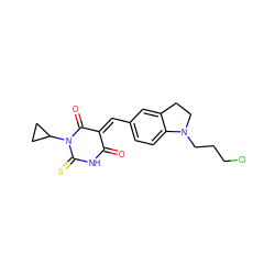 O=C1NC(=S)N(C2CC2)C(=O)/C1=C/c1ccc2c(c1)CCN2CCCCl ZINC000002591392