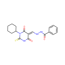 O=C1NC(=S)N(C2CCCCC2)C(=O)/C1=C/NNC(=O)c1ccccc1 ZINC000005870997