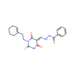 O=C1NC(=S)N(CCC2=CCCCC2)C(=O)/C1=C/NNC(=O)c1ccccc1 ZINC000005025657