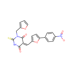 O=C1NC(=S)N(Cc2ccco2)C(=O)/C1=C\c1ccc(-c2ccc([N+](=O)[O-])cc2)o1 ZINC000016266793