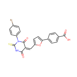 O=C1NC(=S)N(c2ccc(Br)cc2)C(=O)/C1=C\c1ccc(-c2ccc(C(=O)O)cc2)o1 ZINC000015012294