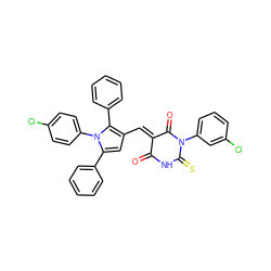 O=C1NC(=S)N(c2cccc(Cl)c2)C(=O)/C1=C/c1cc(-c2ccccc2)n(-c2ccc(Cl)cc2)c1-c1ccccc1 ZINC000006474185