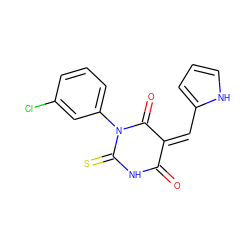 O=C1NC(=S)N(c2cccc(Cl)c2)C(=O)/C1=C\c1ccc[nH]1 ZINC000100402616