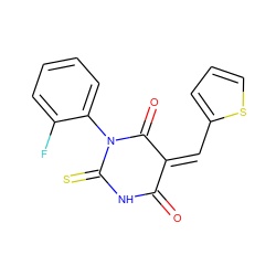 O=C1NC(=S)N(c2ccccc2F)C(=O)/C1=C\c1cccs1 ZINC000004893443