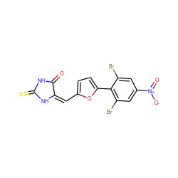 O=C1NC(=S)N/C1=C/c1ccc(-c2c(Br)cc([N+](=O)[O-])cc2Br)o1 ZINC000013125033