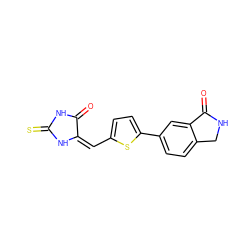 O=C1NC(=S)N/C1=C/c1ccc(-c2ccc3c(c2)C(=O)NC3)s1 ZINC000103234927