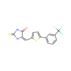 O=C1NC(=S)N/C1=C/c1ccc(-c2cccc(C(F)(F)F)c2)s1 ZINC000103224317