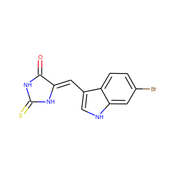 O=C1NC(=S)N/C1=C\c1c[nH]c2cc(Br)ccc12 ZINC000101514062