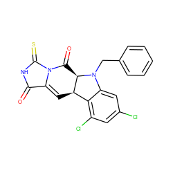 O=C1NC(=S)N2C(=O)[C@@H]3[C@H](C=C12)c1c(Cl)cc(Cl)cc1N3Cc1ccccc1 ZINC001772599503