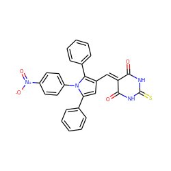 O=C1NC(=S)NC(=O)C1=Cc1cc(-c2ccccc2)n(-c2ccc([N+](=O)[O-])cc2)c1-c1ccccc1 ZINC000008742688