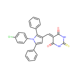 O=C1NC(=S)NC(=O)C1=Cc1cc(-c2ccccc2)n(-c2ccc(Cl)cc2)c1-c1ccccc1 ZINC000000843490