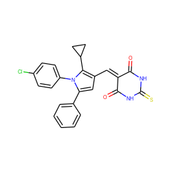 O=C1NC(=S)NC(=O)C1=Cc1cc(-c2ccccc2)n(-c2ccc(Cl)cc2)c1C1CC1 ZINC000169330197
