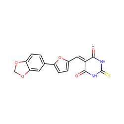 O=C1NC(=S)NC(=O)C1=Cc1ccc(-c2ccc3c(c2)OCO3)o1 ZINC000169311259