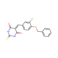 O=C1NC(=S)NC(=O)C1=Cc1ccc(OCc2ccccc2)c(Cl)c1 ZINC000000685047