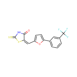 O=C1NC(=S)S/C1=C/c1ccc(-c2cccc(C(F)(F)F)c2)o1 ZINC000001092570