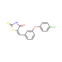 O=C1NC(=S)S/C1=C/c1cccc(Oc2ccc(Cl)cc2)c1 ZINC000028703291