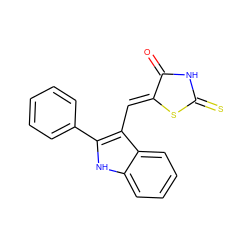 O=C1NC(=S)S/C1=C\c1c(-c2ccccc2)[nH]c2ccccc12 ZINC000004713689