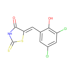 O=C1NC(=S)S/C1=C\c1cc(Cl)cc(Cl)c1O ZINC000012339021